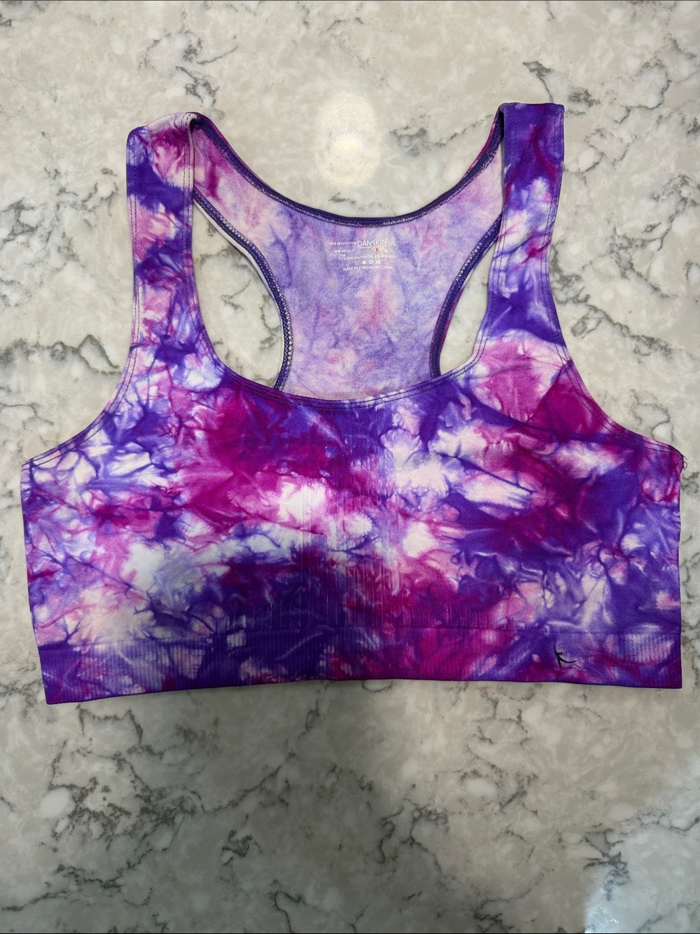 Tie-Dye Purple & Pink Racerback Sport Bra or Beachware/SizeLG/Fits S Comfortably